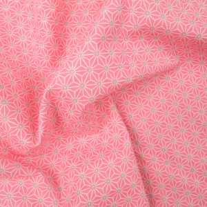 Coton imprimé Saki rose et gris