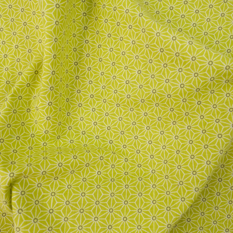 Coton imprimé Saki vert citronnelle