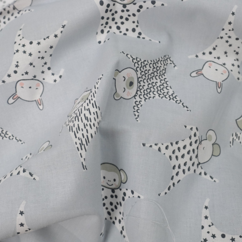 Coton imprimé ours pyjamas gris