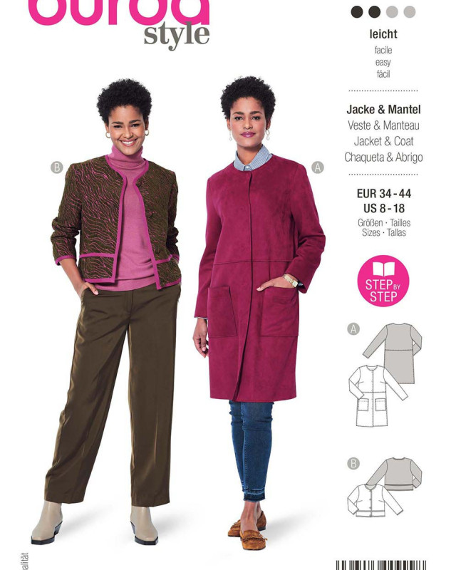 Patron veste et manteau coupe droite femme - Burda 5951 - Mercerine