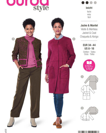 Patron veste et manteau coupe droite femme - Burda 5951 - Mercerine