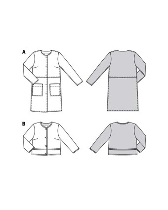 Patron veste et manteau coupe droite femme - Burda 5951 - Mercerine