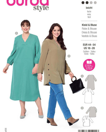 Patron Robe et blouse col V femme - Burda 5953 - Mercerine