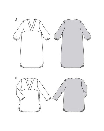 Patron Robe et blouse col V femme - Burda 5953 - Mercerine