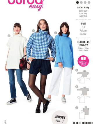 Patron Pull col roulé femme - Burda 5963 - Mercerine