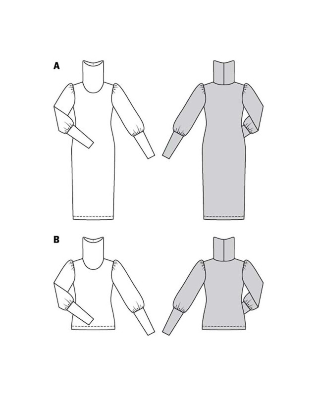 Patron Robe / Tee shirt col roulé - Burda 5972 - Mercerine