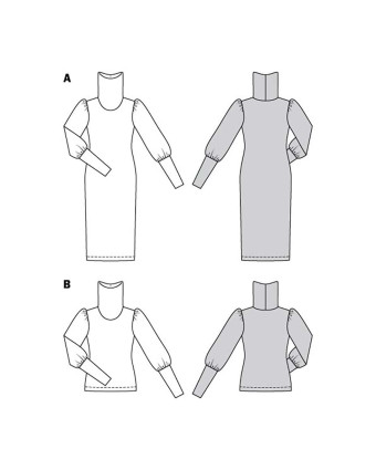 Patron Robe / Tee shirt col roulé - Burda 5972 - Mercerine
