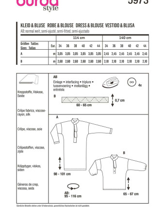 Patron Robe et blouse - Burda 5973 - Mercerine