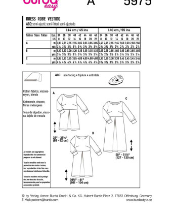 Patron robe à plis creux Easy - Burda 5975 - Mercerine