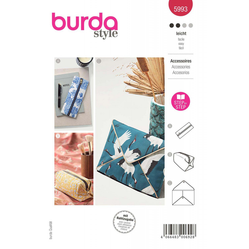 Patron accessoire trousse et pochette - Burda 5993