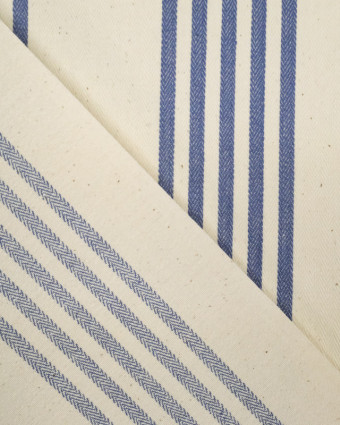 Toile cabana enduite rayure bleu - Mercerine