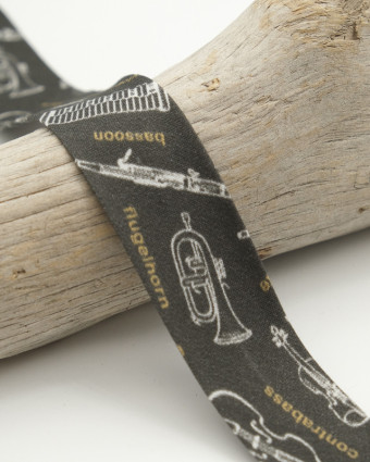 Biais Couture Instruments Noir 25mm - Mercerine