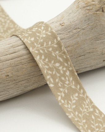 Biais Couture feuillage beige 25mm