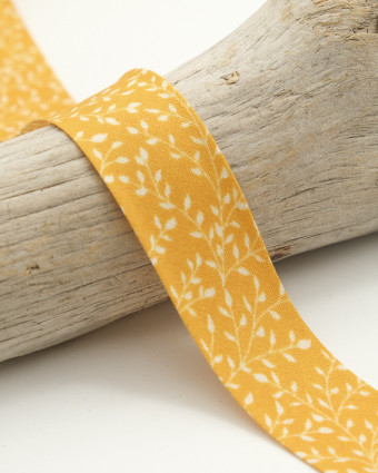 Biais Couture feuillage jaune poussin 25mm - Mercerine