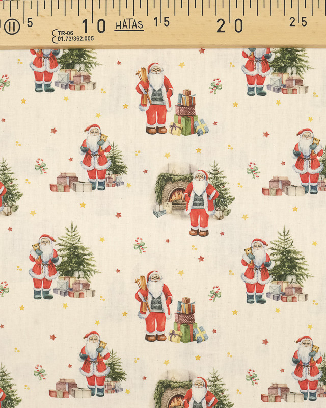 Tissu De Noël 1.5 M De Large - Motif Père Noël, Bonhomme De Neige, Cerf - Polyester Pour Couture, Décoration, Emballage Cadeau