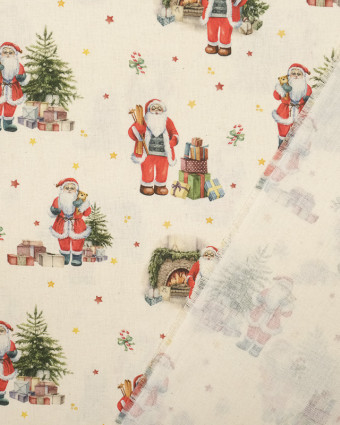 Tissu De Noël Imprimé Père Noël - 1.5 M De Large, Polyester, Pour Couture DIY, Décoration, Nappes, Emballage Cadeau