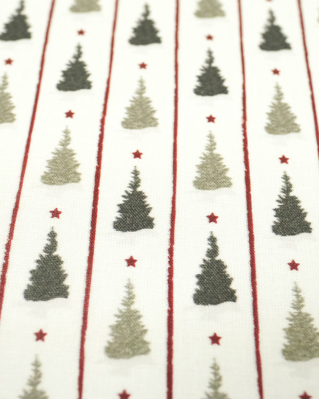 Tissu coton Noël Sapin rayure rouge Bio OekoTex - Mercerine