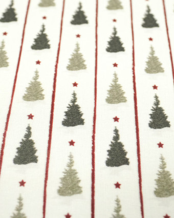 Tissu coton Noël Sapin rayure rouge Bio OekoTex - Mercerine