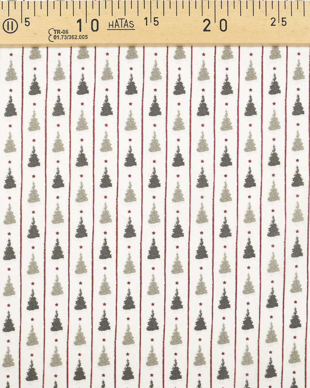 Tissu coton Noël Sapin rayure rouge Bio OekoTex - Mercerine