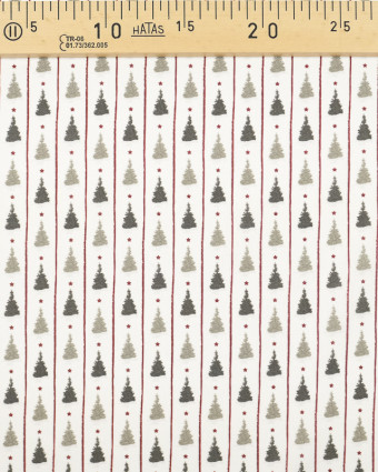 Tissu coton Noël Sapin rayure rouge Bio OekoTex - Mercerine