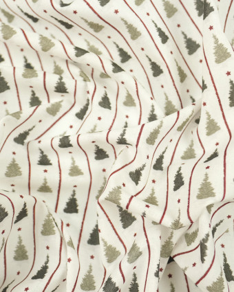 Tissu coton Noël Sapin rayure rouge Bio OekoTex