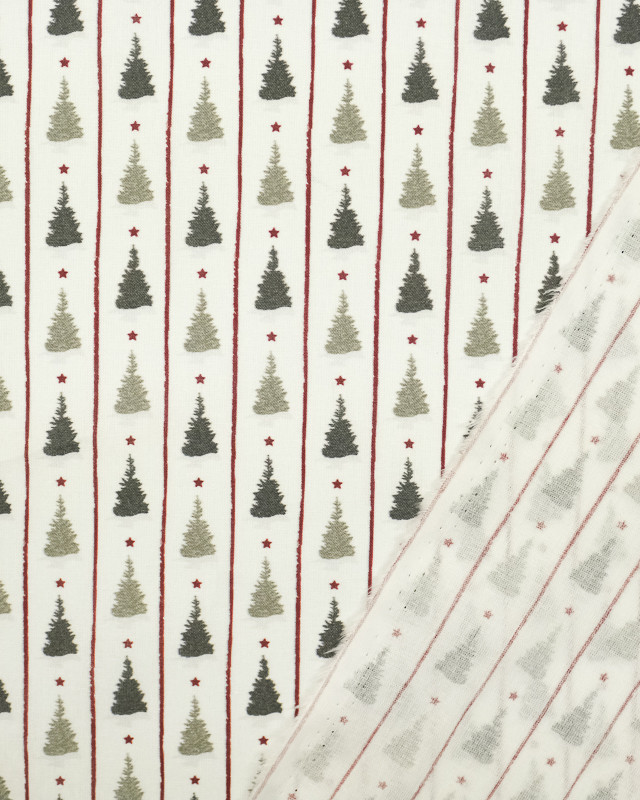 Tissu coton Noël Sapin rayure rouge Bio OekoTex - Mercerine