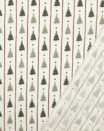 Tissu coton Noël Sapin rayure rouge Bio OekoTex - Mercerine