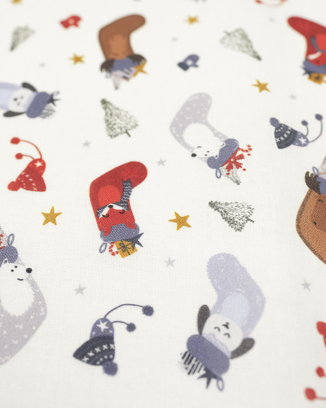Tissu noel bottes de noel Blanc - Mercerine