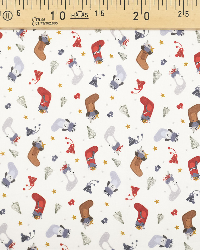 Tissu noel bottes de noel Blanc - Mercerine
