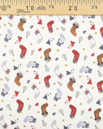 Tissu noel bottes de noel Blanc - Mercerine