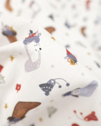 Tissu noel bottes de noel Blanc - Mercerine