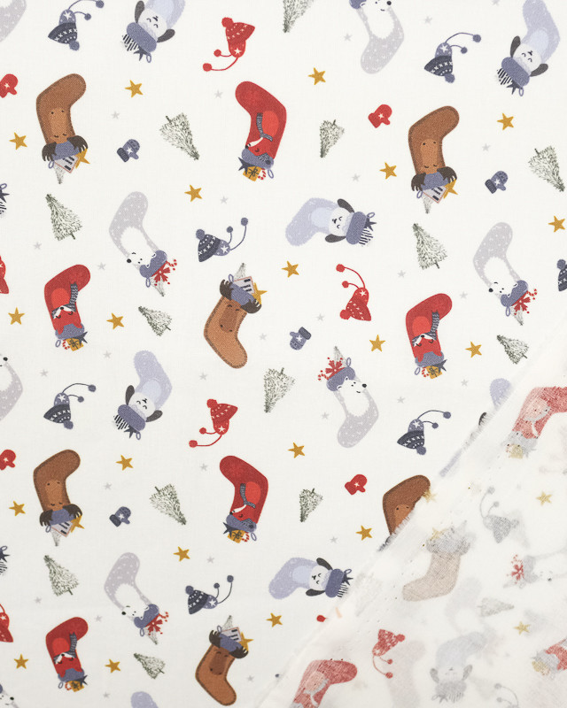 Tissu noel bottes de noel Blanc - Mercerine