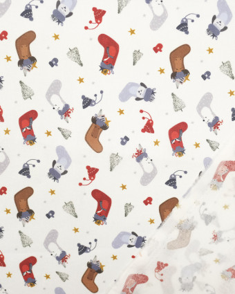 Tissu noel bottes de noel Blanc - Mercerine
