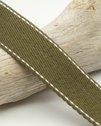 Sangle au mètre : Sangle Point Sellier 30mm Kaki - Mercerine