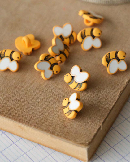 Bouton enfant abeille 12mm à queue - Mercerine