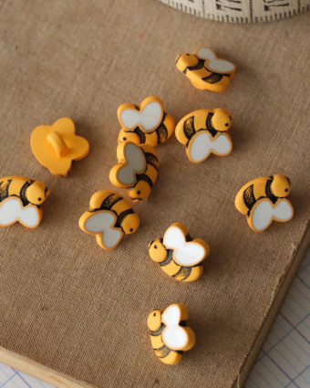 Bouton enfant abeille 12mm à queue - Mercerine