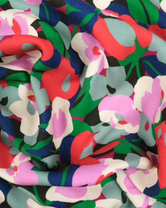  Twill de Viscose Lumières florales Rouge - Exclusivité Mercerine