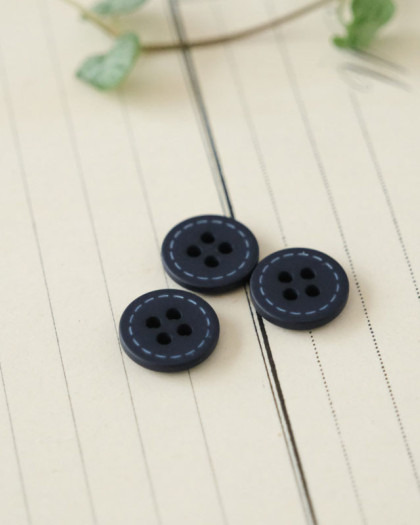 Bouton couture bleu piqure sellier 12mm 4 trous - Mercerine