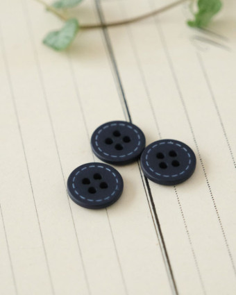 Bouton couture bleu piqure sellier 12mm 4 trous - Mercerine