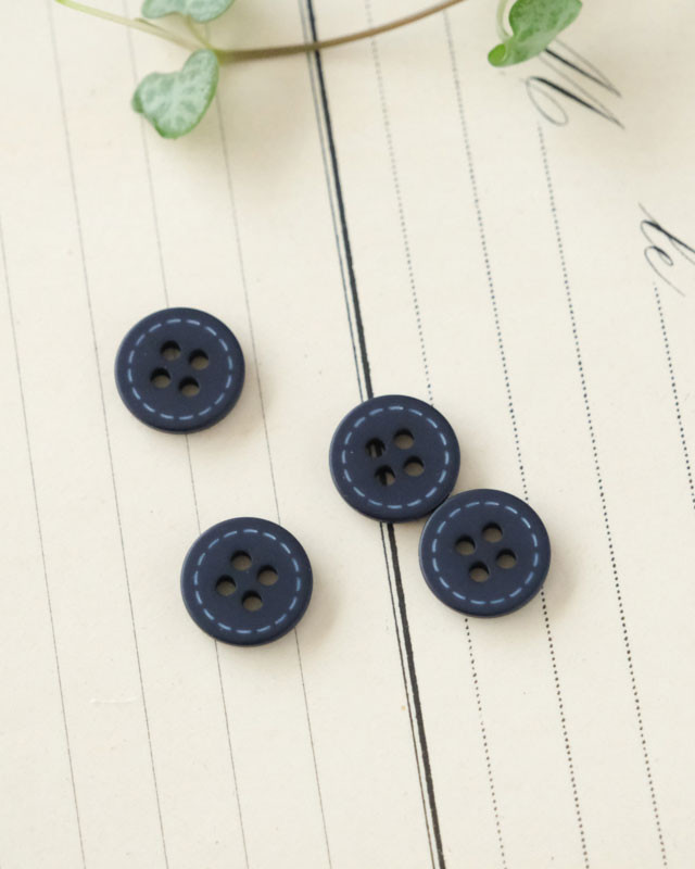 Bouton couture piqure sellier bleu marine 12mm 4 trous - Mercerine