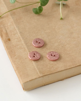 Mercerie : bouton à coudre rose pailleté - Made in France - Mercerine