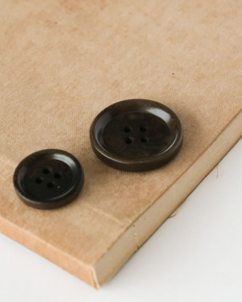  Bouton Ivoire Végétal 4 Trous Bourrelet Marron - Mercerine