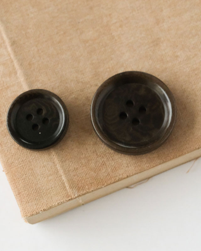 Bouton Ivoire Végétal 4 Trous Bourrelet Marron - Mercerine