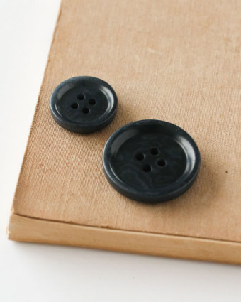  Bouton Ivoire Végétal 4 Trous Bourrelet Marine - Mercerine