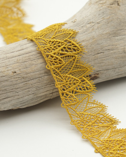 Ruban Tulle brodé feuille 32mm : 8 coloris - Mercerine