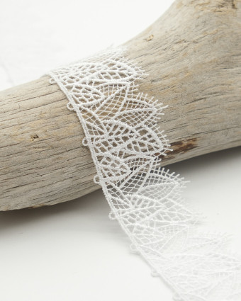 Ruban Tulle brodé feuille 32mm : 8 coloris - Mercerine