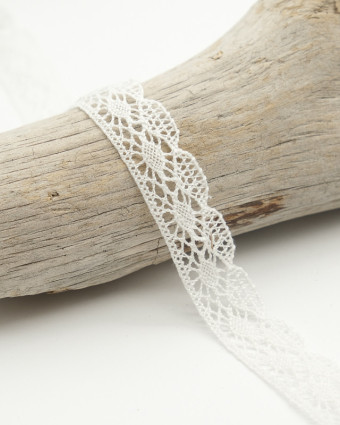 Ruban dentelle coton 17mm - Ecru ou Blanc