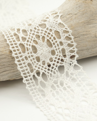 Galon dentelle 100% Lin 55mm : Ecru ou Beige - Mercerine