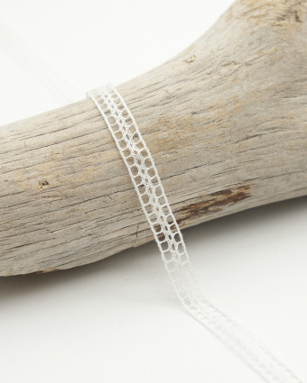 Ruban dentelle coton brodé 8mm - Ecru ou Blanc