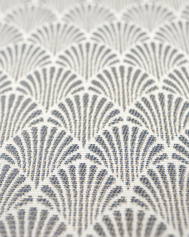 Tissu Jacquard au mètre : Jacquard Eventails Marine - Mercerine